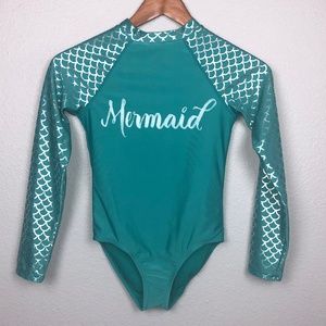 Cat & Jack 'Mermaid' One-Piece Swim Suit | Girls M | Girls 7-8 | Long Sleeves